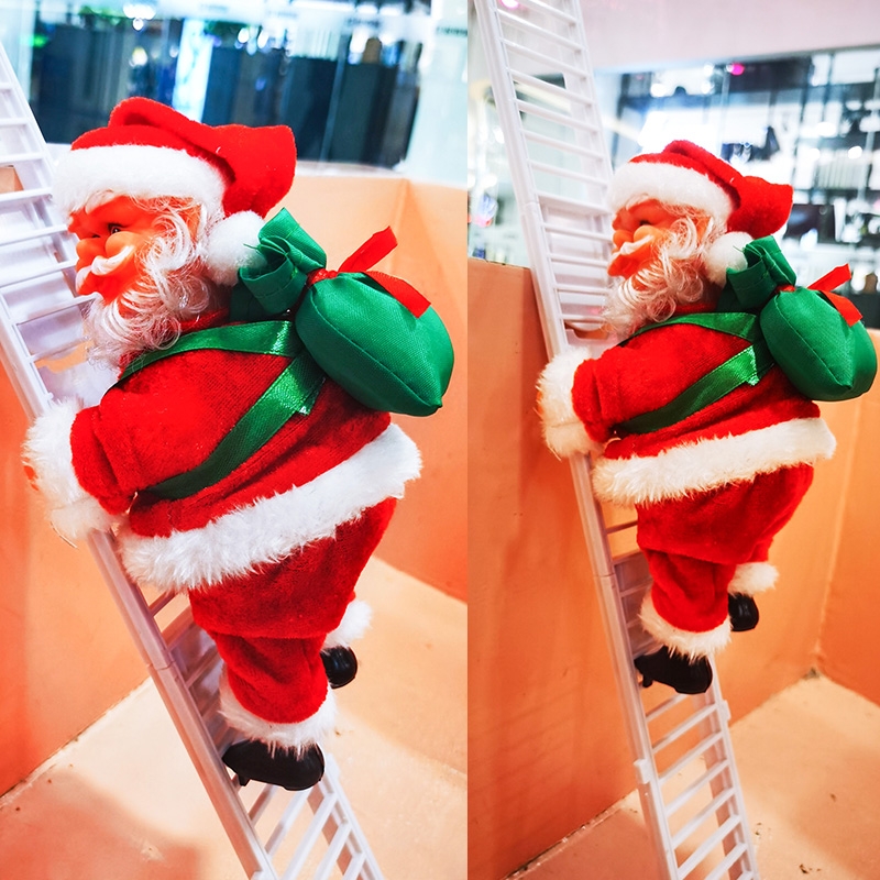 Electric Santa Claus Climb Ladder Christmas Electric Climbing Ladder Santa Toy Home Party Decor 7237