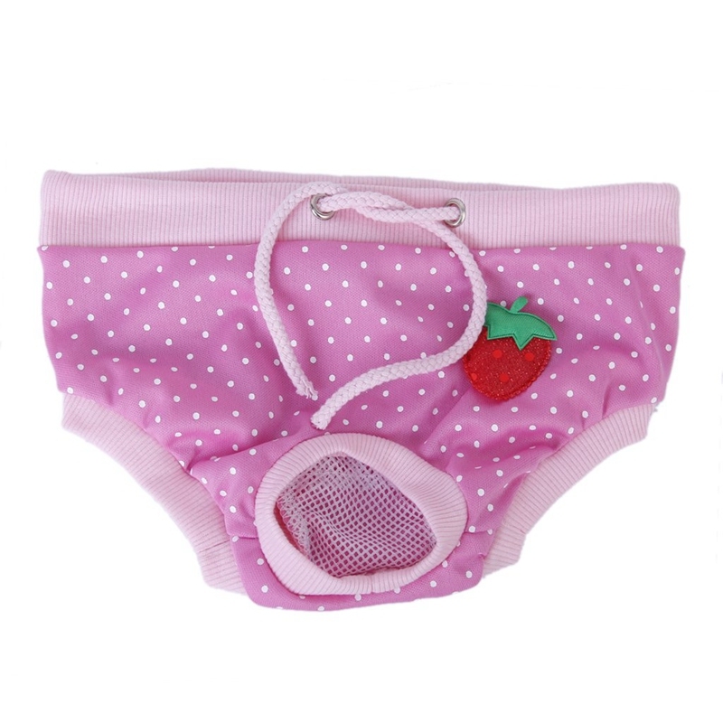 Female Pet Dog Hygienic Sanitary Diaper Pant Brief for Small Dog Pink with white S