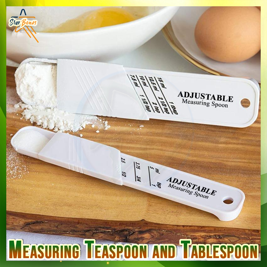 2 Pcs Adjustable Measuring Spoons Set Adjustable Teaspoon and Tablespoon Set