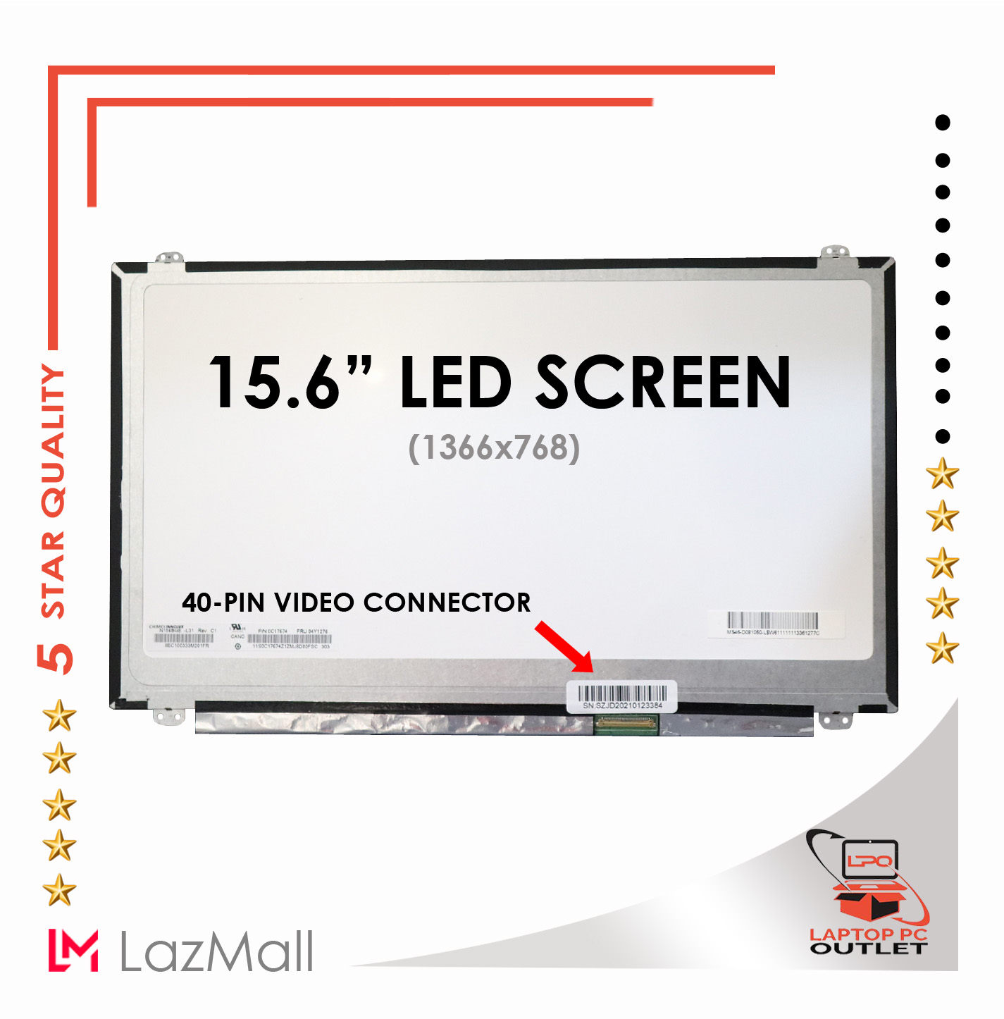 Slim Type 15.6 inches 40 Pins Laptop LED Screen Replacement Lazada PH