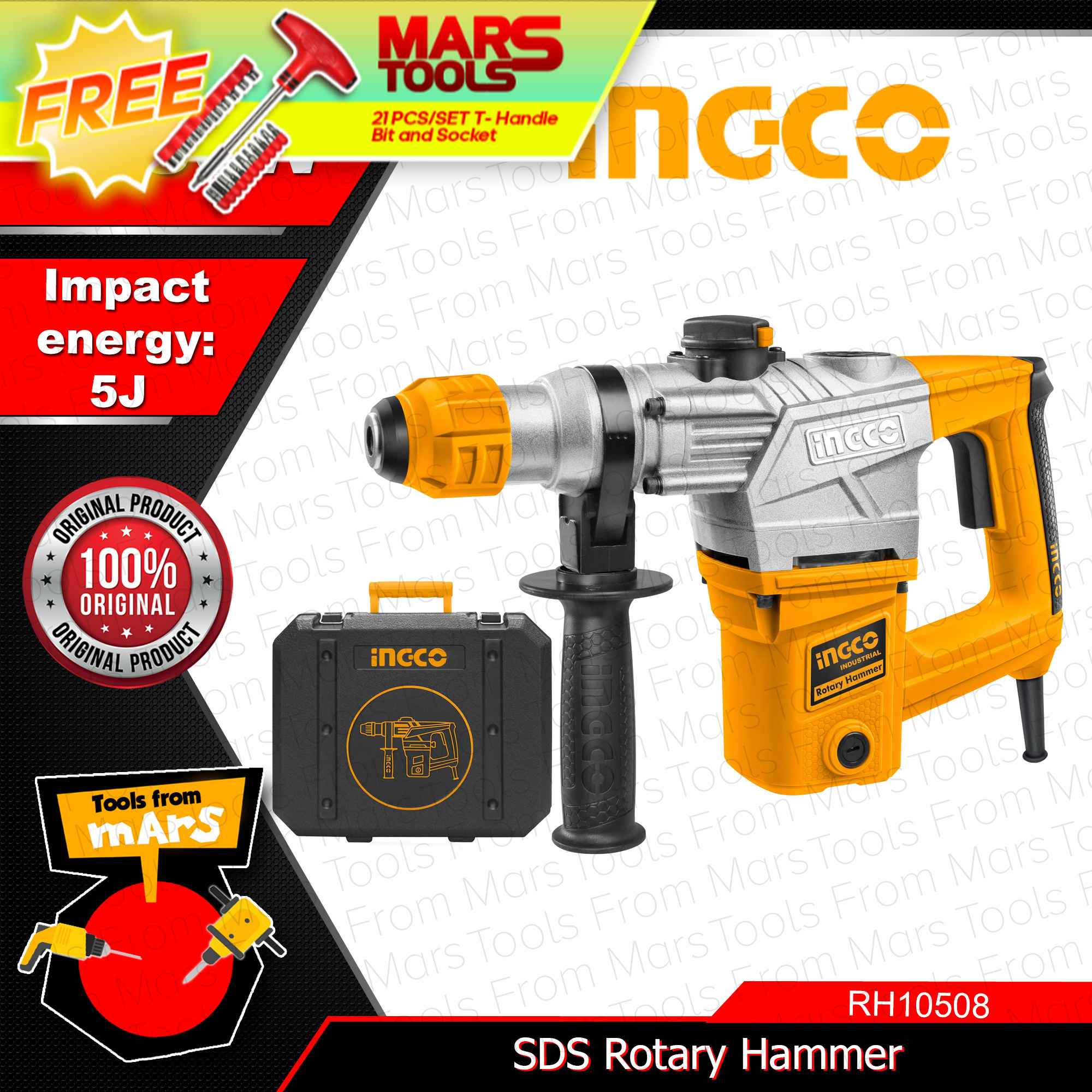 INGCO Rotary Hammer Chipping Gun SDS 1050W RH10508 •TOOLS FROM MARS