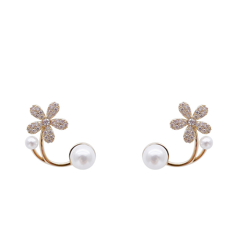 F.six Pearl Flower Earrings Light Luxury Two Wearing Small Stud