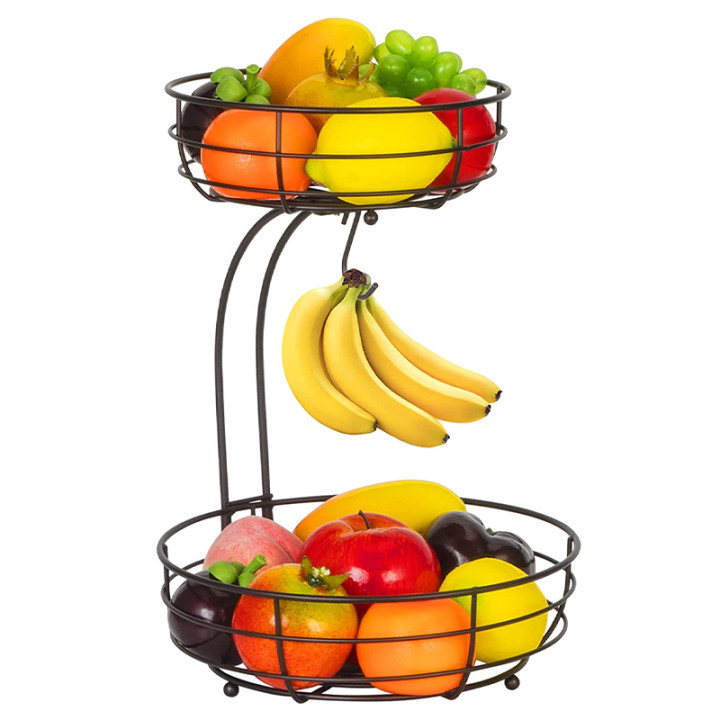 CYYI 2Tier Fruit Basket for Table Display Fruits Stand Organizer Tray