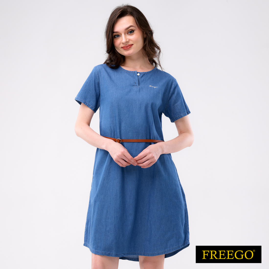 Freego Ladies Chambray Short Sleeve Dress APT08-0037 | Lazada PH