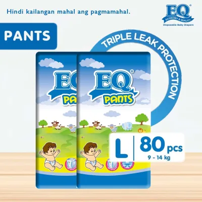 EQ Pants Large (9-14 kg) - 40 pcs x 2 packs (80 pcs) - Diaper Pants