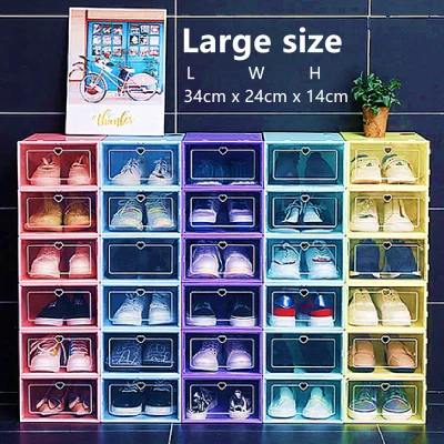 10PCS of Set Basketball Shoes Large Shoe Box Storage Organizer Shoe Rack Korea Shoebox Stockable Colorful Plastic Shoes Box Drawer Storage