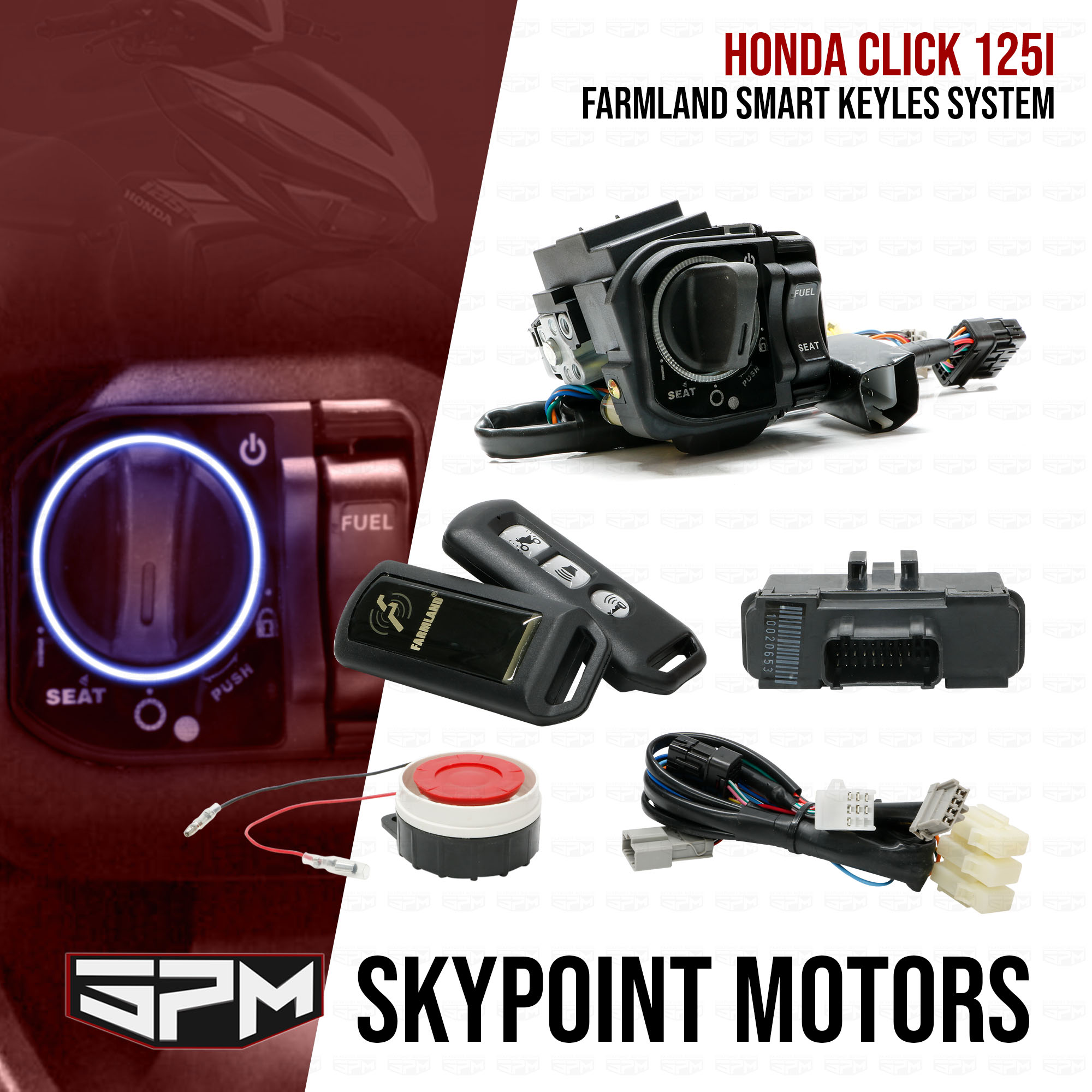 IGNITION SWITCH WITH ALARM / SMART KEY FOR HONDA CLICK 125i (9803413