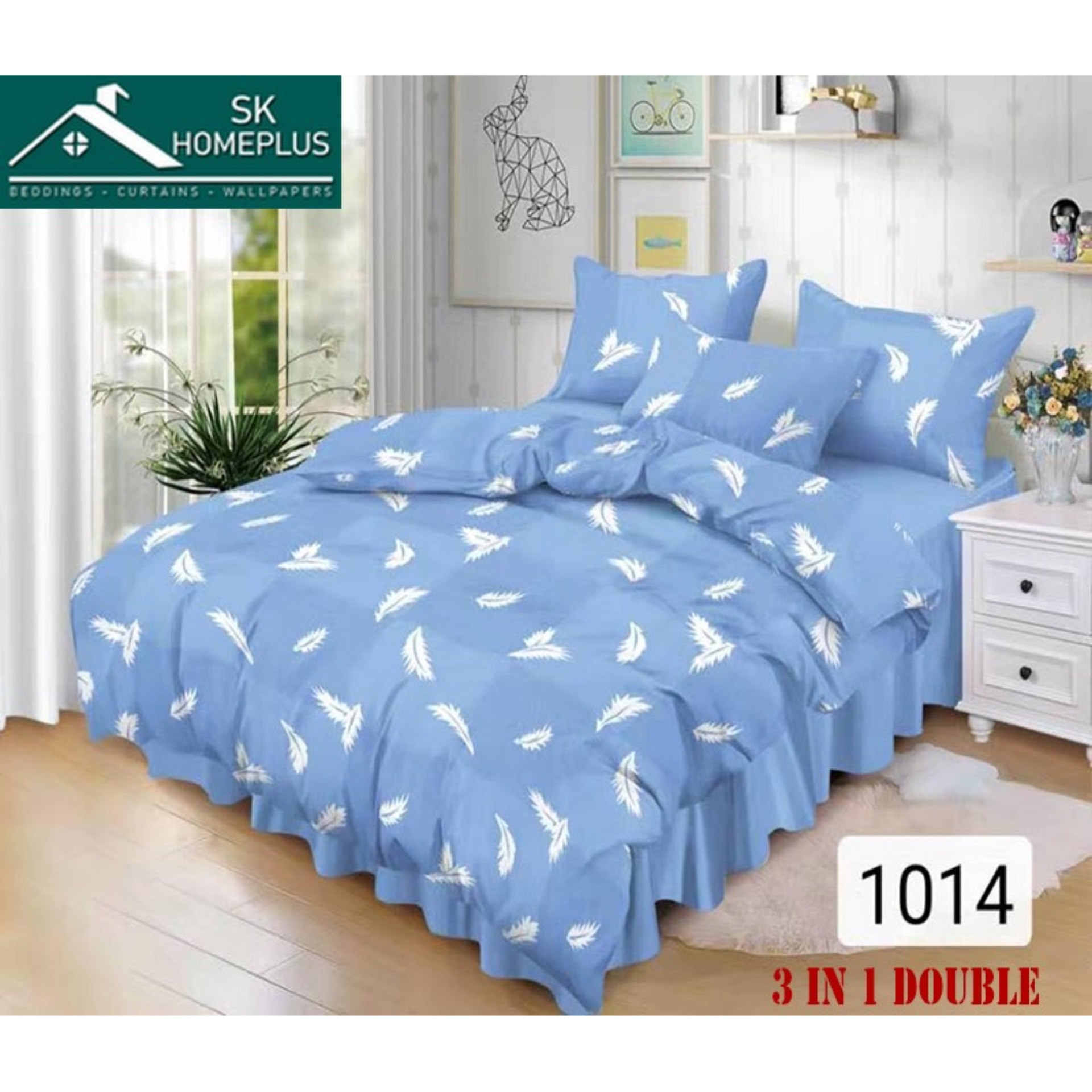 Sk Homeplus 3 In 1 Double 54 X75 Cotton Bed Sheet Set Premium