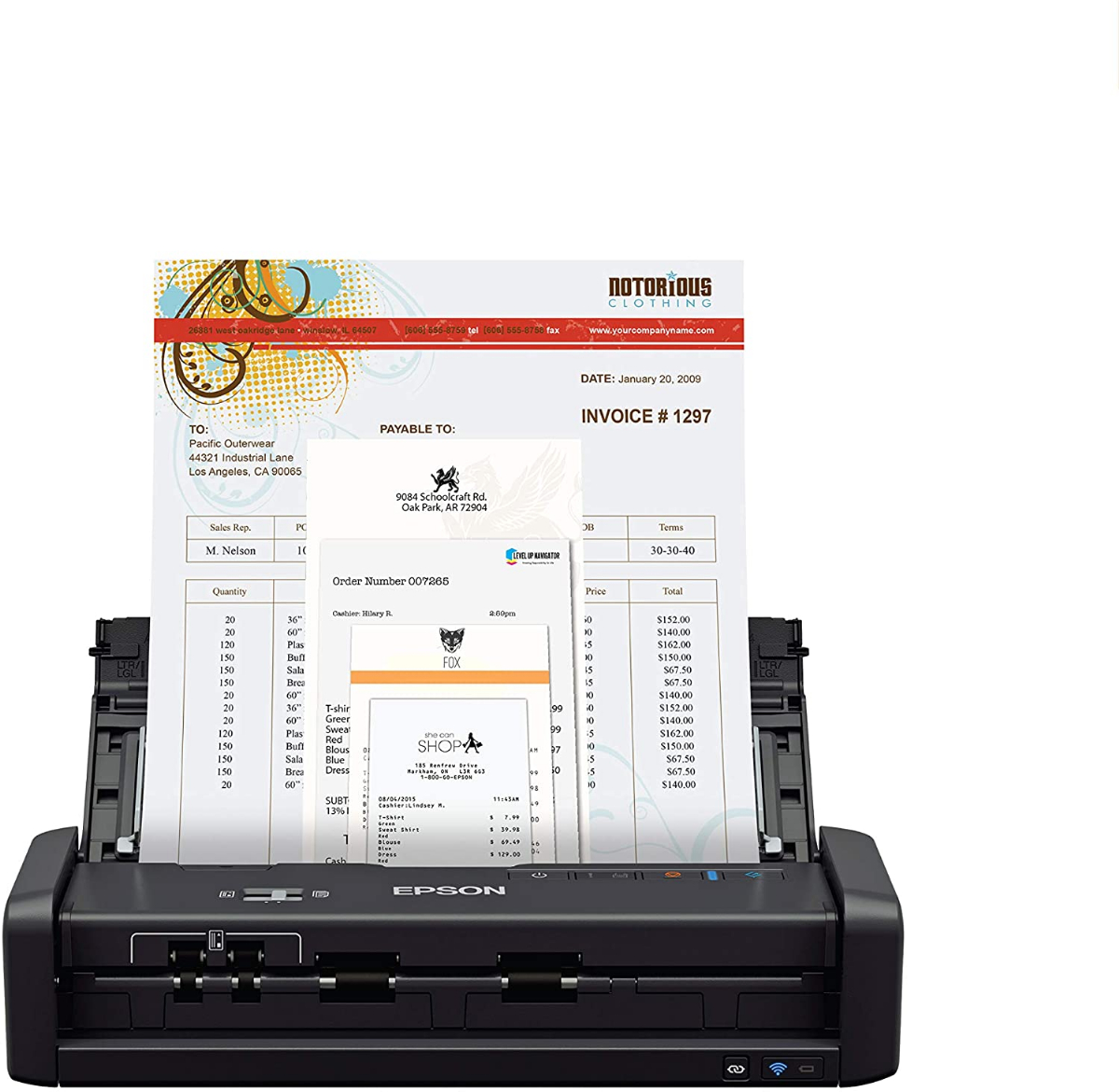 Epson Es 300wr Wireless Color Portable Duplex Document Scanner Accounting Edition For Pc And Mac 7484