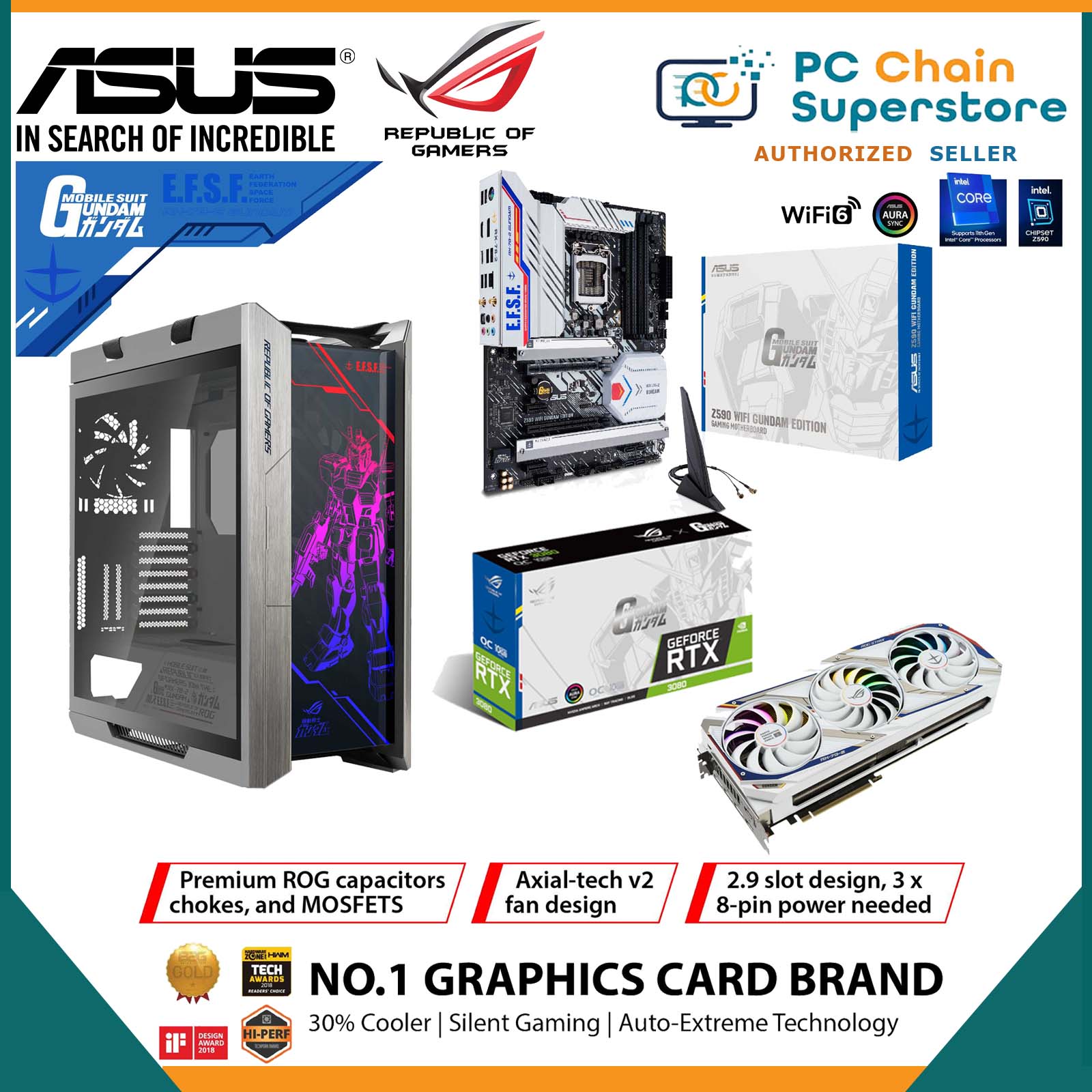 Powered By ASUS Gundam Bundle Set ASUS ROG STRIX RTX 3080 Gundam