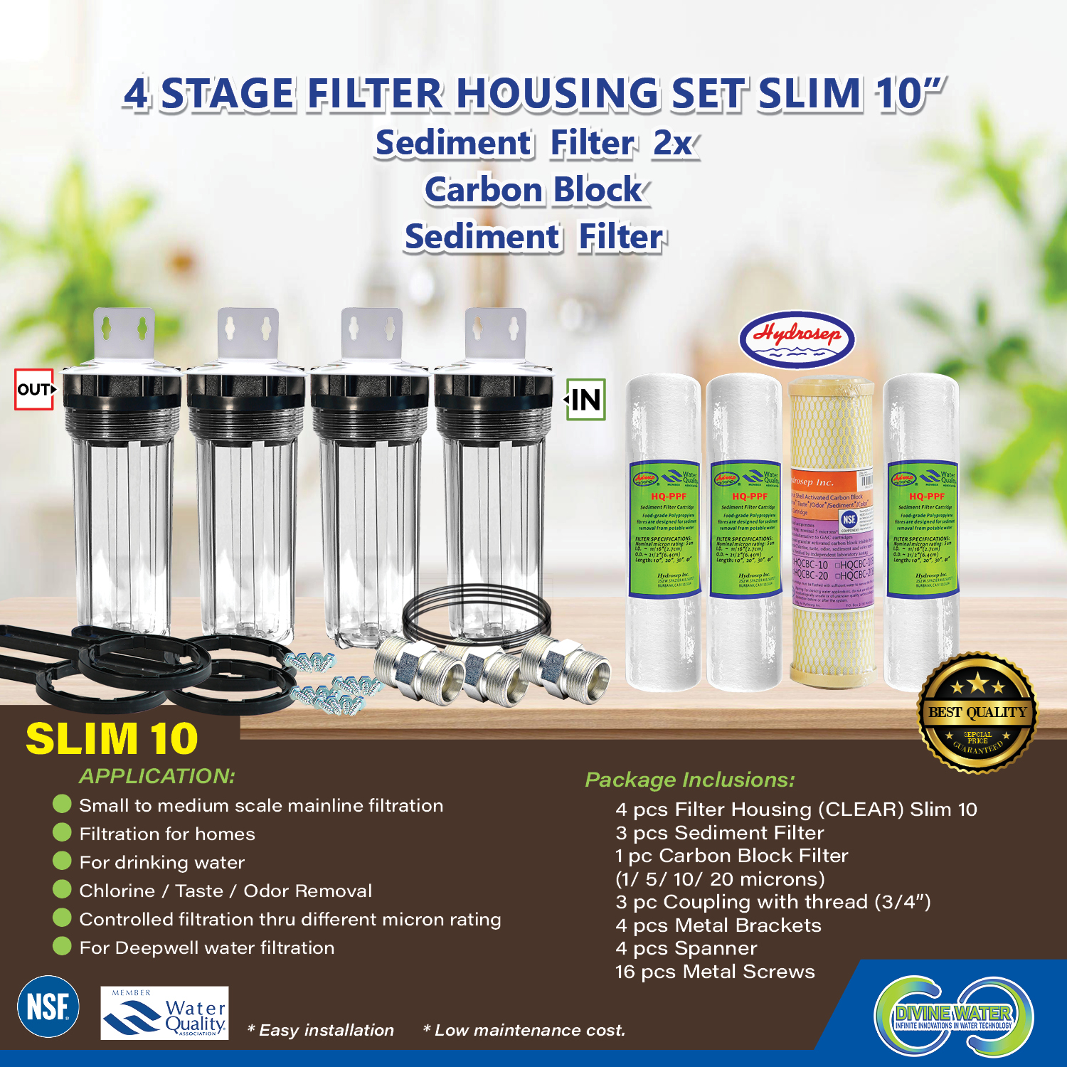 4Stages Water Filtration System (Slim 10") Blue 3/4" NPT Lazada PH