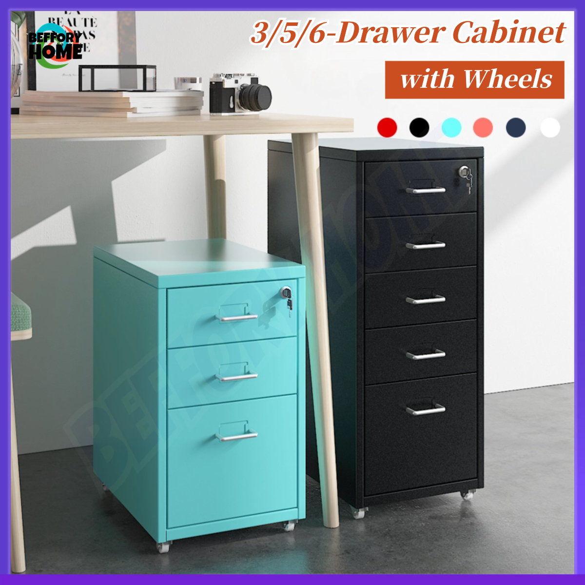 3/5/6 Layers Drawer Metal Cabinet File with lock with wheels Storage Drawer  with Wheels For Home Bedside Office Under Desk Mobile Drawer Organizer Space  Savers Lazada PH