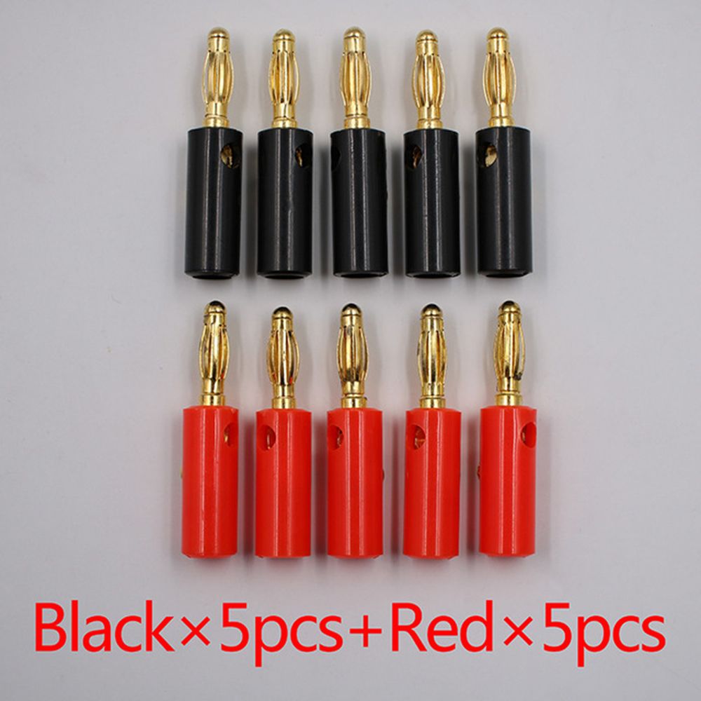 EDDY SONG 10pcs Gold Plated Black Red 4mm Speaker Banana Plug Adapter