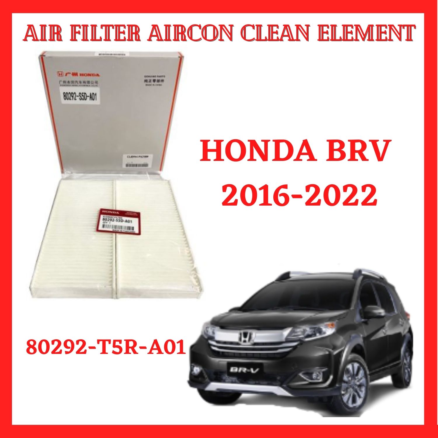 80292T5RA01 HONDA BRV 20162022 OEM Honda Genuine Parts Cabin Air