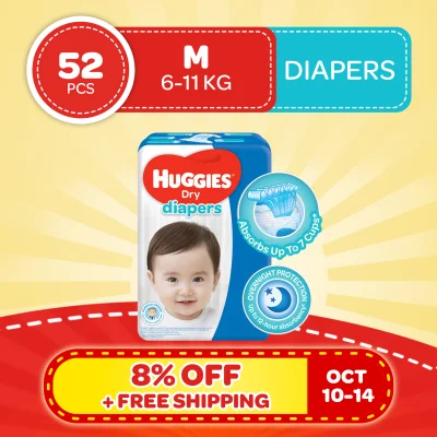 Huggies Dry Diapers Medium - 52 pcs