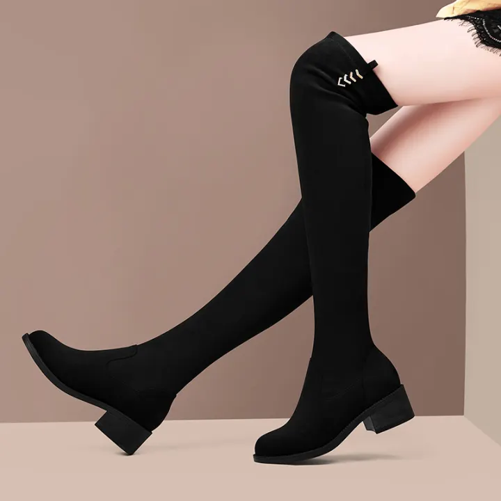 thigh high boots small heel