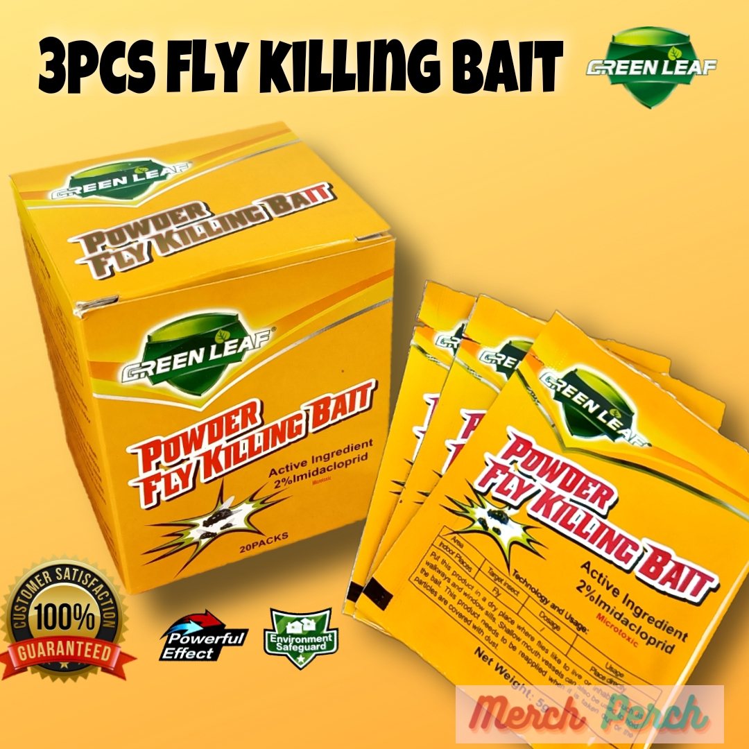 Green Leaf Powder Fly Killing Bait 3 pieces, Effective and Miraculously