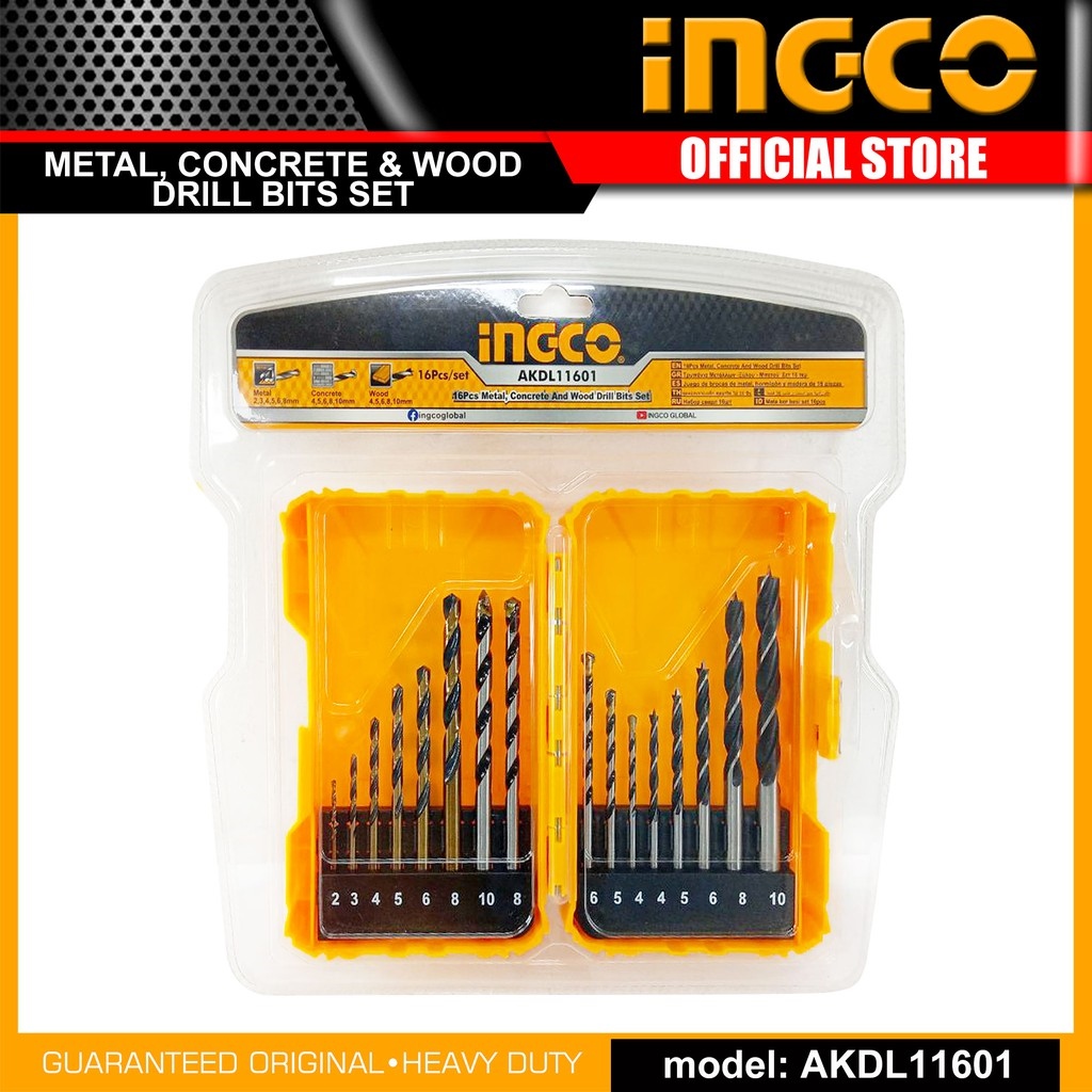 Ingco AKDL11601 16pcs Metal Concrete and Wood Drill Bit Set H Lazada PH