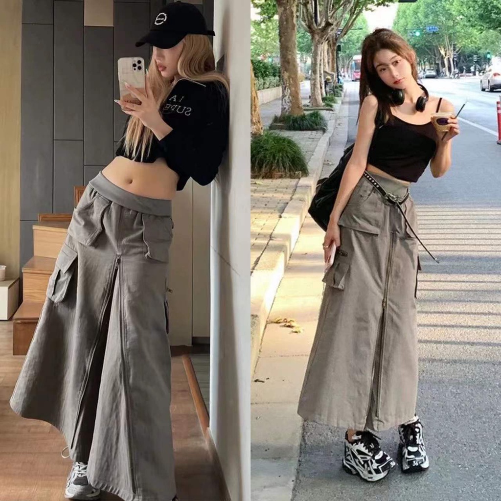 COD & Ready Stock】 Y2K Women Baggy Cargo Skirt Vintage COD & Ready Stock】 Y2K Women Baggy Cargo Skirt Vintage