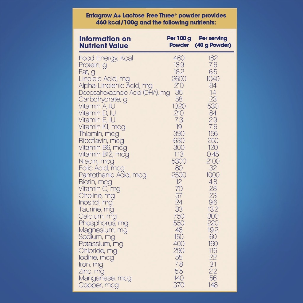 Enfagrow A Three Lactose Free 1.8kg for Dietary Management of Lactose