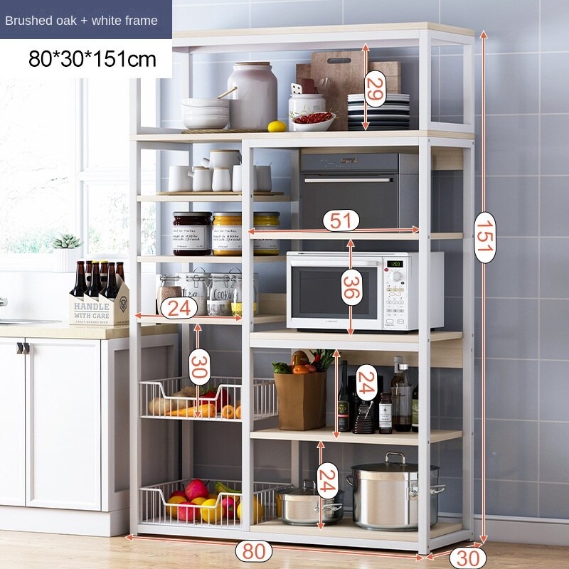 Multitiered Kitchen Storage Freestanding Sideboard with Microwave Shelf and Versatile