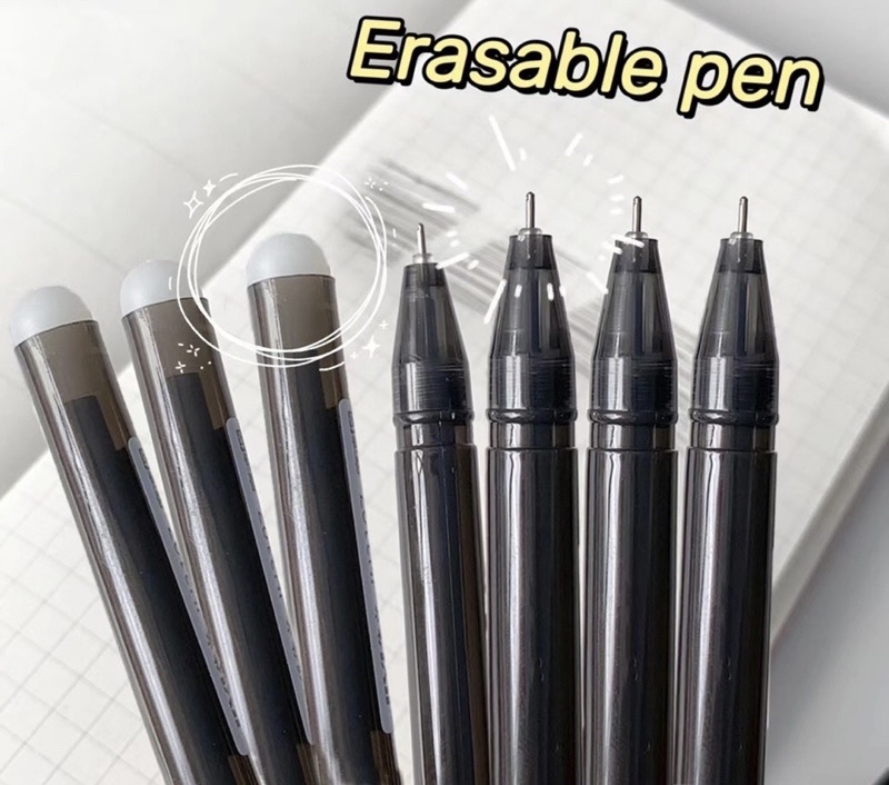 friction pen erasable ballpen with eraser black refill set 0.5mm
