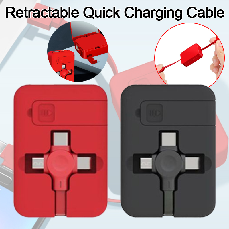 Retractable 3 in 1 Fast Charging Cable With TypeC/Micro Usb Charging