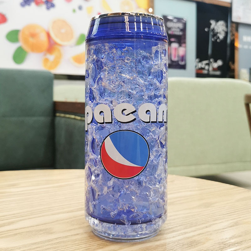 350ml Creative Cans Ice Container Plastic Water Bottle With Lids Fruit Milk Drink Bottles Double