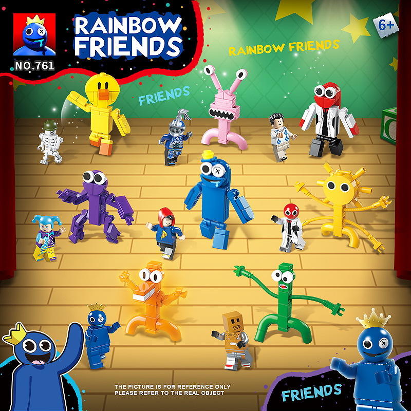6-8pcs Rainbow Friends Building Blocks Toy Blue Purple Long Hand