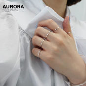 AURORA Real 925 Silver Simple Glossy Ring Jewelry RS925-1