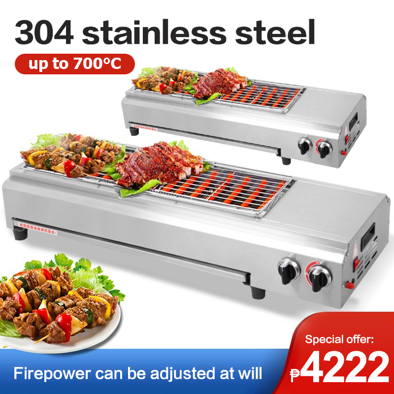 Gas Griller Stainless Steel Commercial BBQ butane gas stove Grill Large