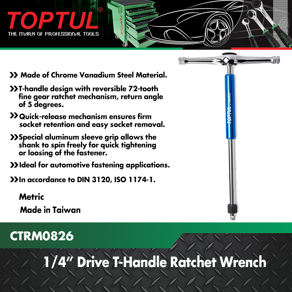 Toptul T Handle Ratchet Wrench 1/4" drive (CTRM0826) Lazada PH