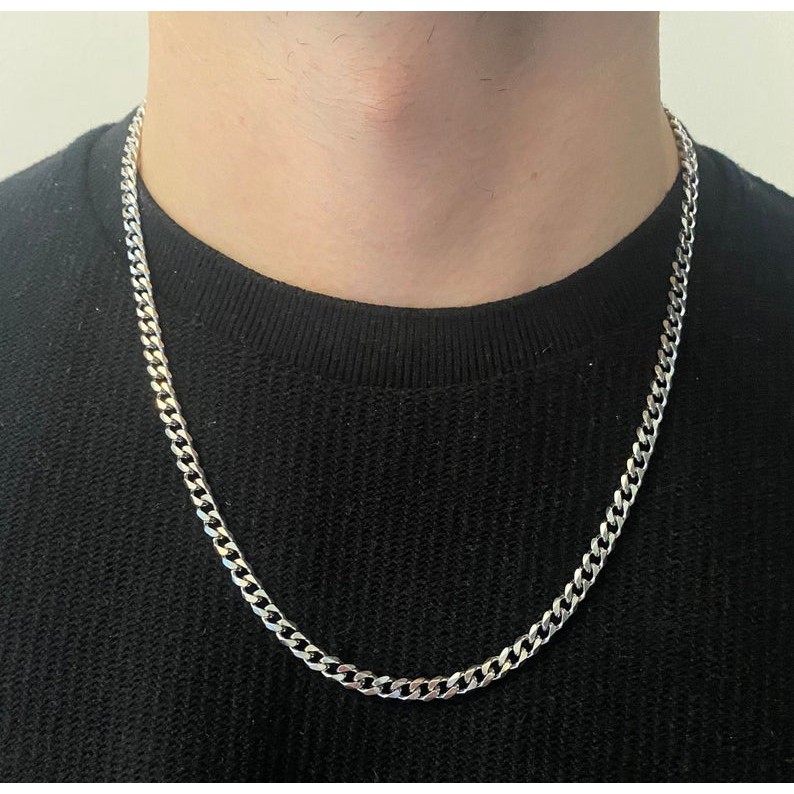 🔥 Cuban Chain, Silver Necklace For Men 