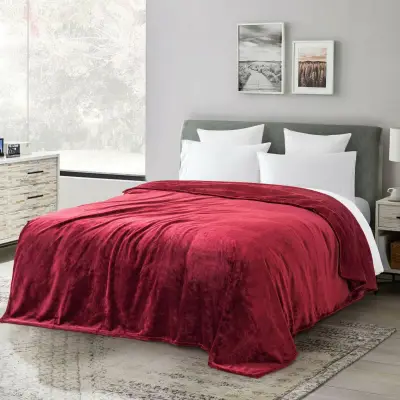 PERFECT HOME PH | Soft Warm Coral Fleece Flannel Blankets For Beds Mink Fur Throw Solid Color For Sofa Cover Bedspread Winter Plain Blankets 180*200cm