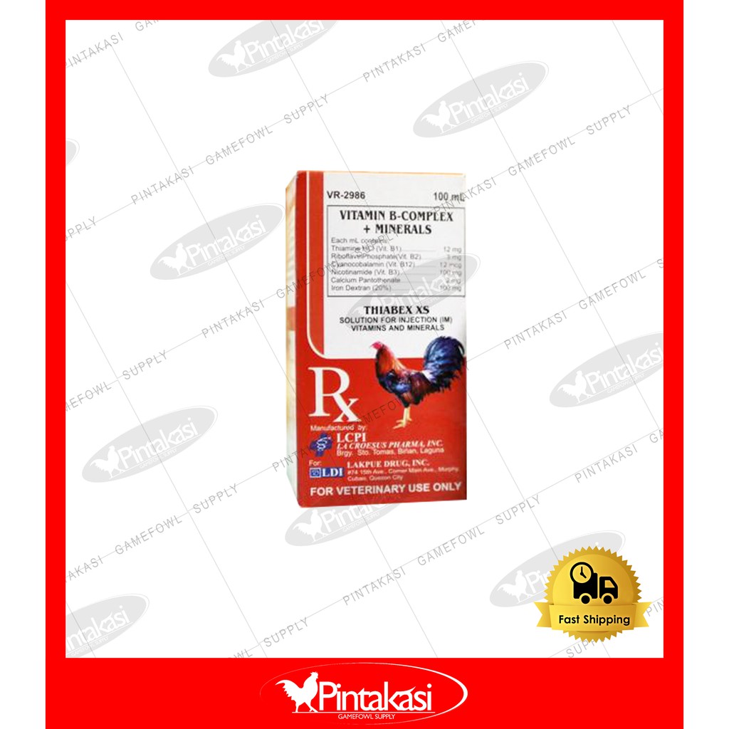 LDI Thiabex XS 100mL Vitamin B Complex + Minerals for Gamefowl, Pigs