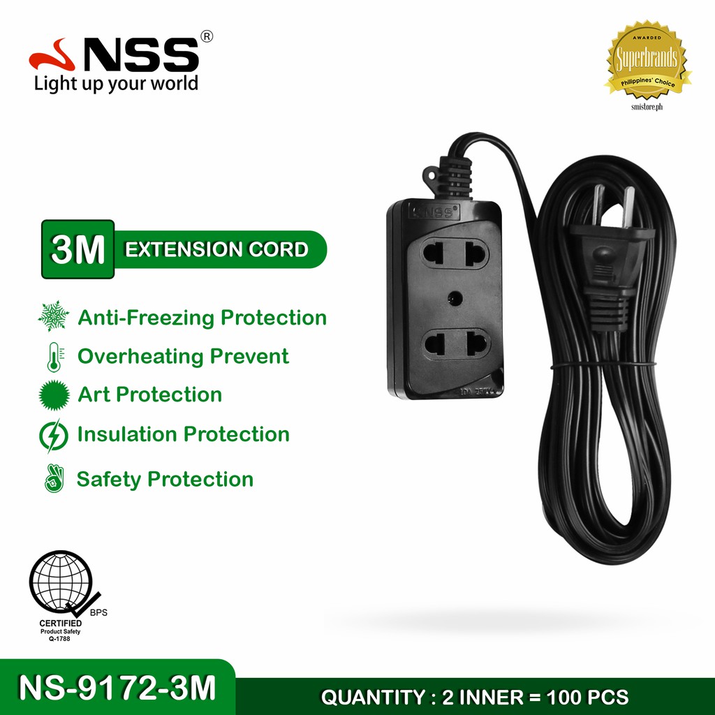 Extension Cord 3 meter black antifreezing protection overheating