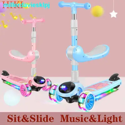 ✱✿ Baby Scooter For Kids Scooter Toys 3 Wheels Pedal Bike Foldable Seat Music Light Gift For Boys Girls