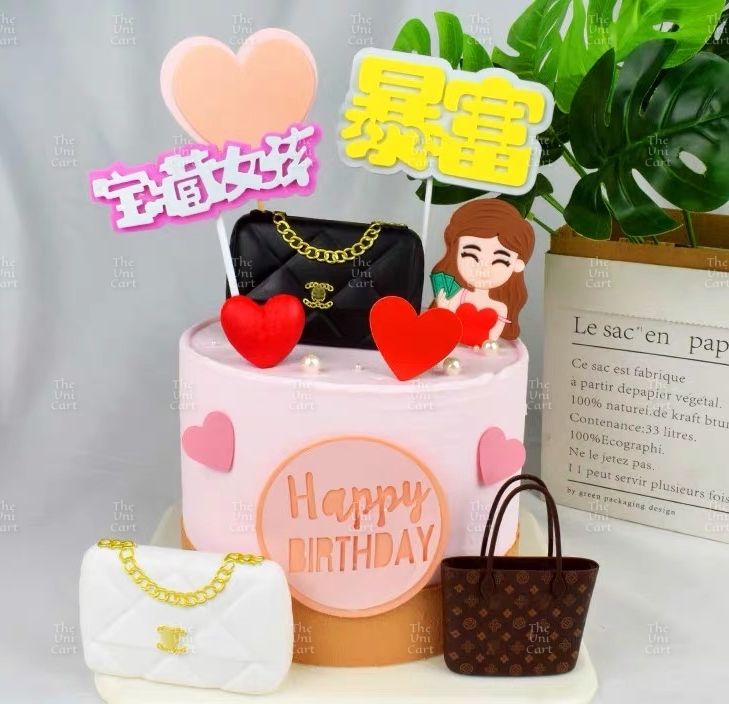 LV Hand Bag Cake Topper – Brown – Kaur Bakery Products
