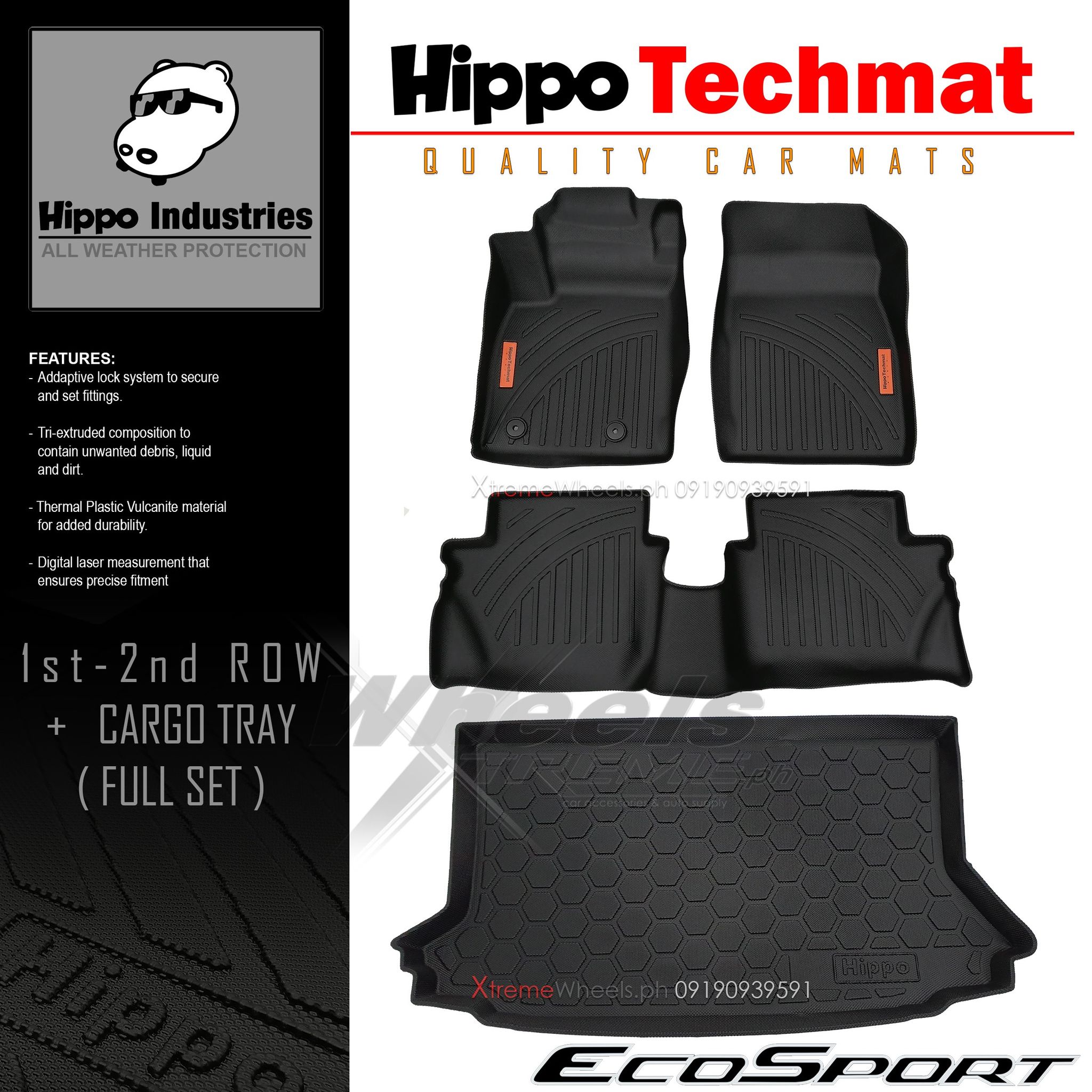 Ford Ecosport 20162022 1st2nd row + cargo tray Hippo Techmat version
