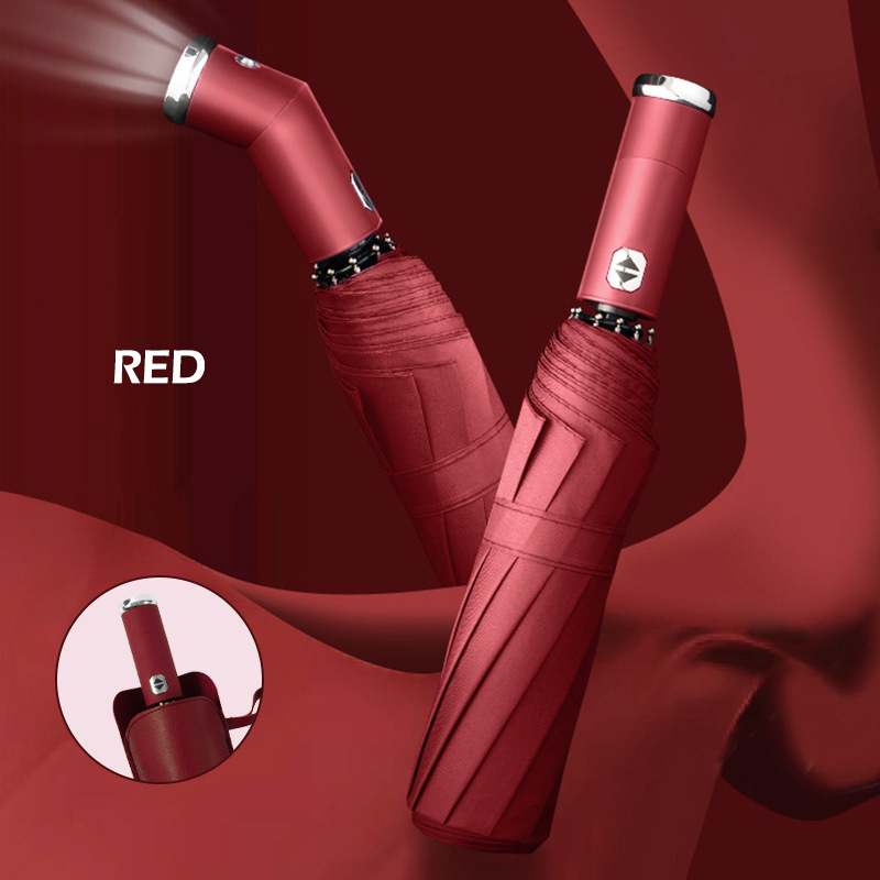 UV Protection Umbrella LED flashlight automatic folding umbrella