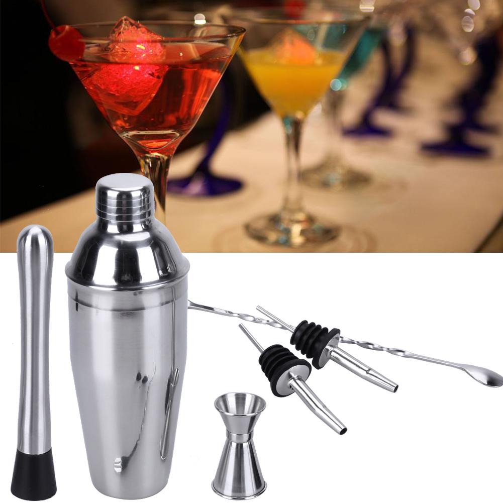 6Pcs 750ml Stainless Steel Cocktail Shaker Mixer Bartender Kit Set Tool