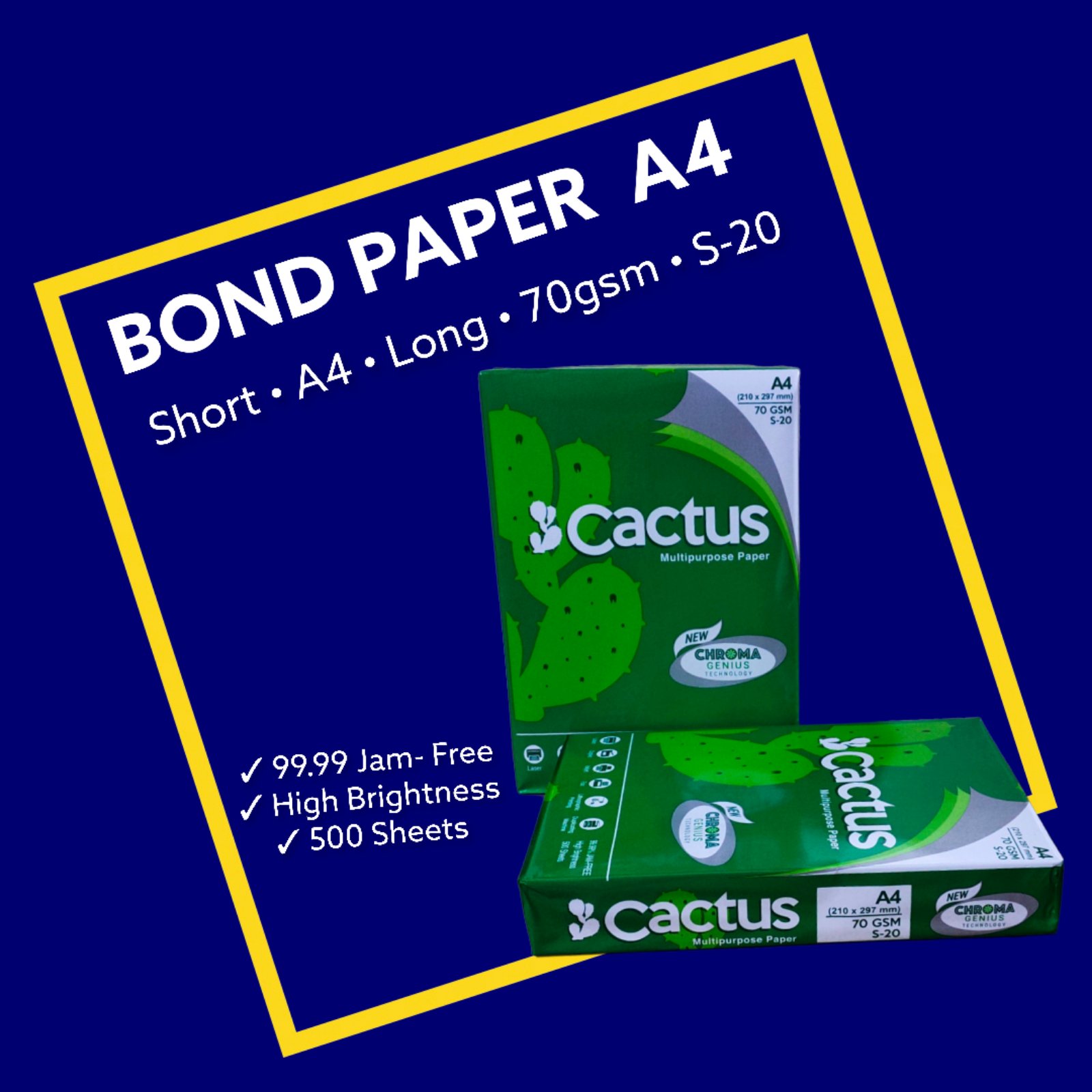 Cactus Multipurpose Bond Paper Short, A4, Long Subs 20 Lazada PH