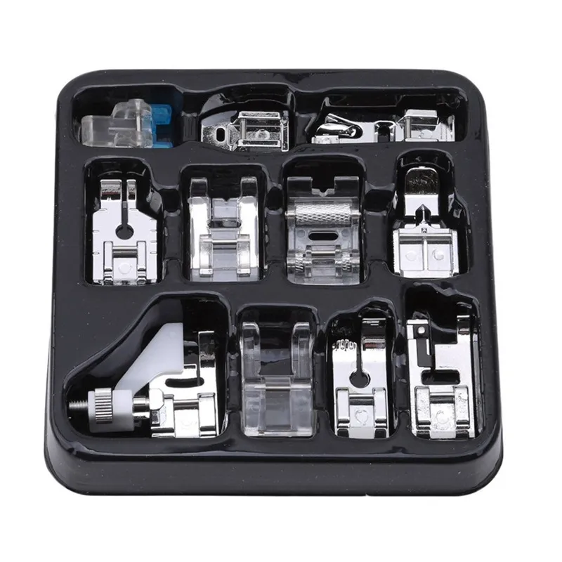 11 PCS จักรเย็บผ้า Presser เท้าในประเทศจักรเย็บผ้า Presser Foot Braiding เย็บถักเท้าอะไหล่