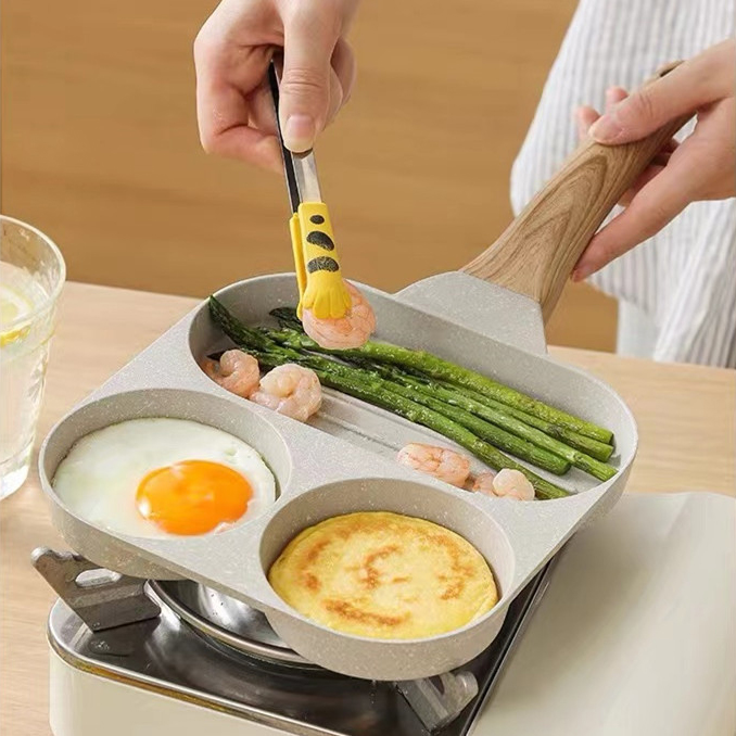 Egg Frying Pan, Nonstick Pancake Pans With 4 Holes, Pancakes Maker With  Handle, Crepe Pan For Breakfast Eggs, Kitchen Utensils - Temu