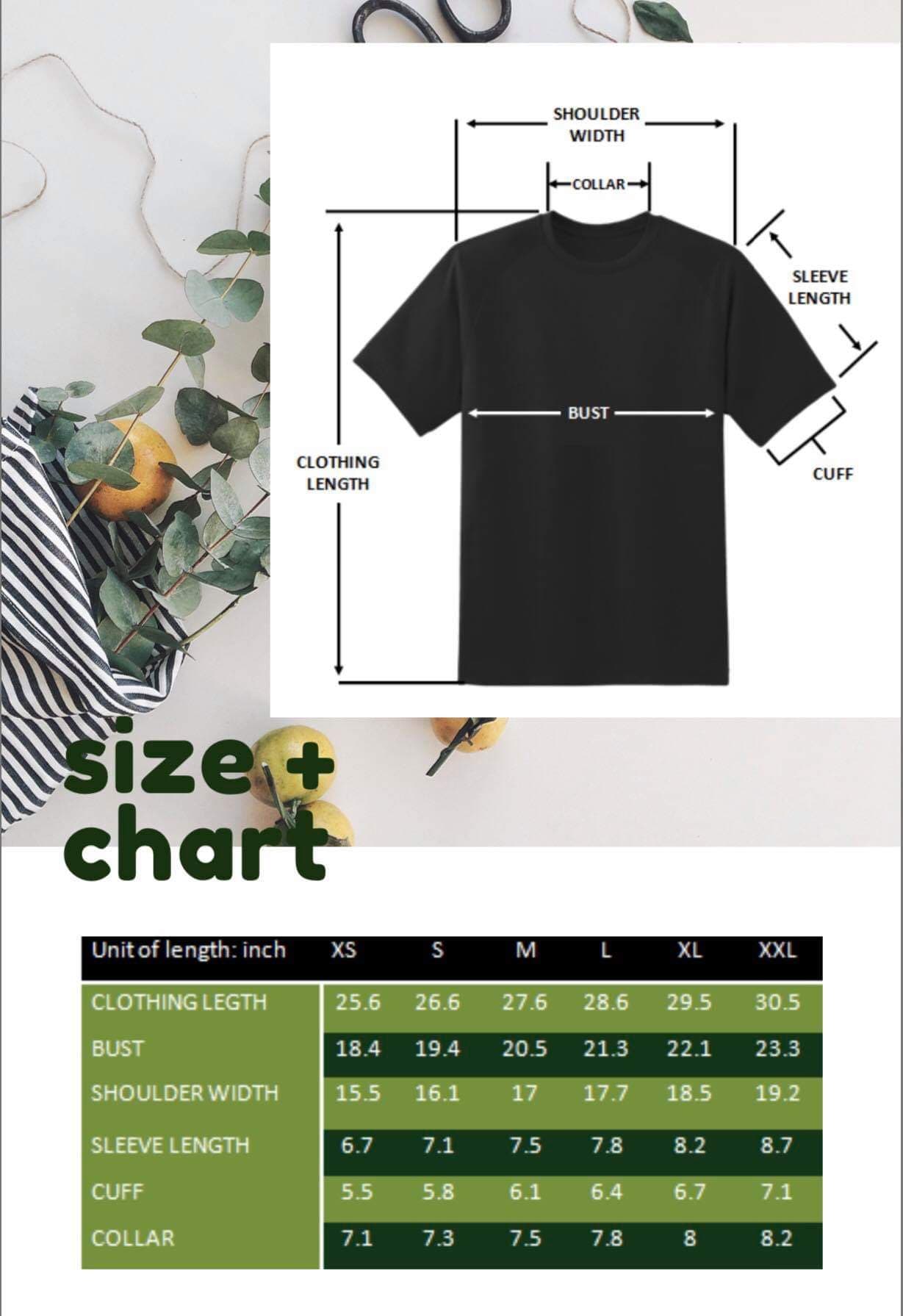 dri fit t shirt size chart