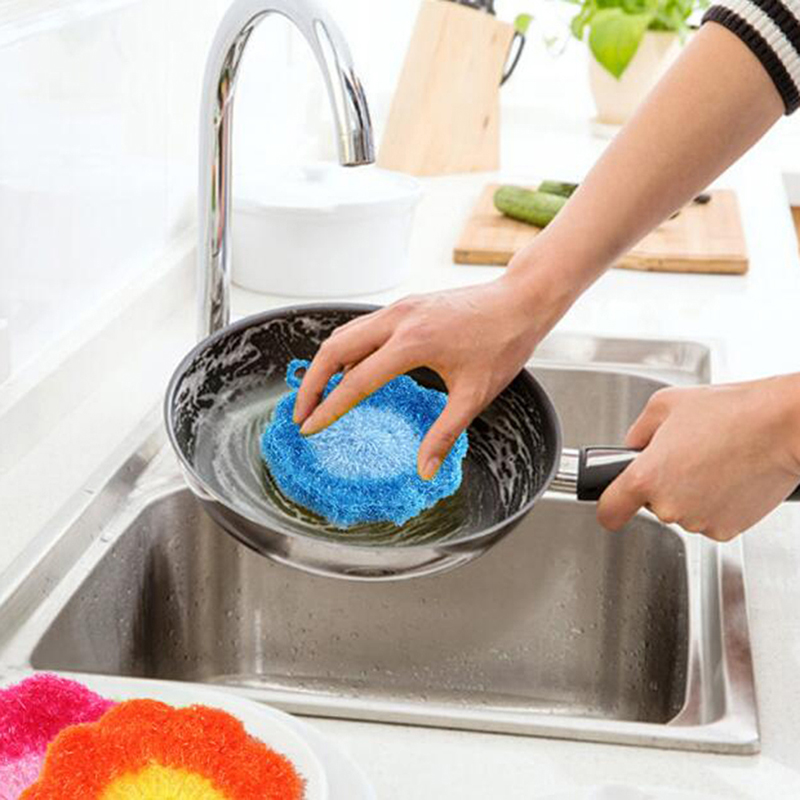 NIHAI Scrubber Sponge Dishcloth flower Kitchen Washing Cleaning Towel