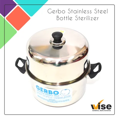 Gerbo Baby Feeding Bottle Sterilizer Whistling Stainless Steel with Tong