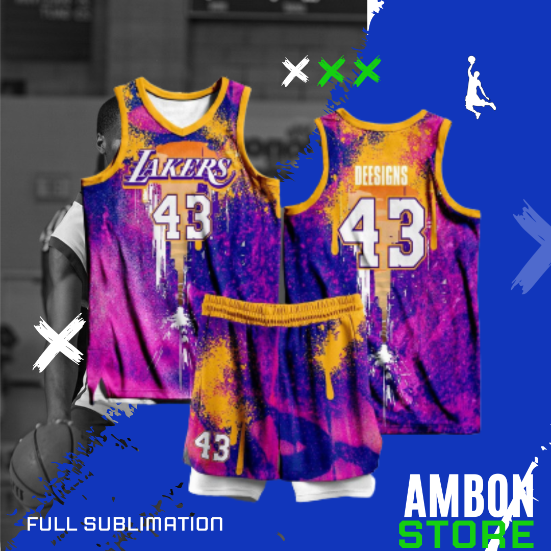 BASKETBALL LAKERS 2 JERSEY FREE CUSTOMIZE OF NAME AND NUMBER ONLY