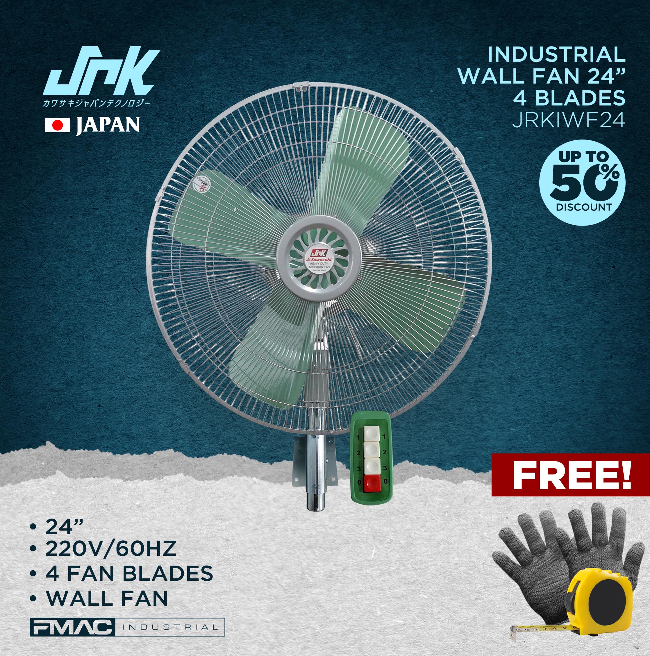JRK JAPAN Industrial Wall Fan 24