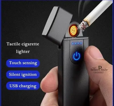 phio2o USB rechargeable lighter USB rechargeable lighter Double-sided windproof coil ultra-thin lighter portable intelligent fingerprint sensor ignition tool suitable for smokers suitable for smokers